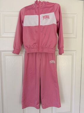 Puma Kids Pink and White Tracksuit Set